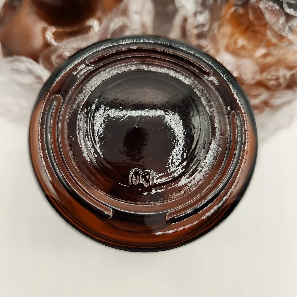 New 6 Small Amber Glass Vases